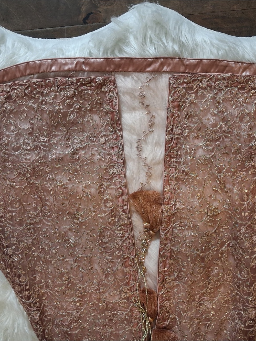 Embellished Mauve Lace Overlay Dress - Picture 3 of 10